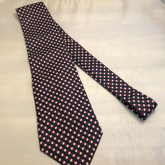 #1222 VTG Adolfo Couture X long polka dot print necktie - Picture 3 of 4